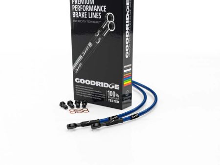 Goodridge 06-10 Suzuki VZR1800 Electric Blue Race Front SS Brake Lines w Black Fittings on Sale