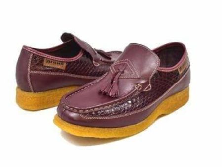 British Walkers Brooklyn Men s Burgundy Snake Skin Leather Crepe Sole Shoes Online Hot Sale