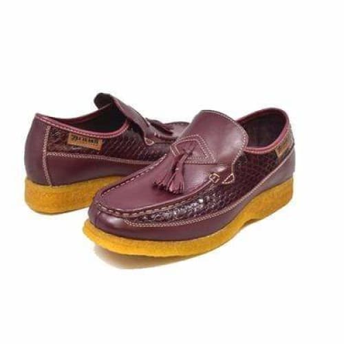 British Walkers Brooklyn Men s Burgundy Snake Skin Leather Crepe Sole Shoes Online Hot Sale