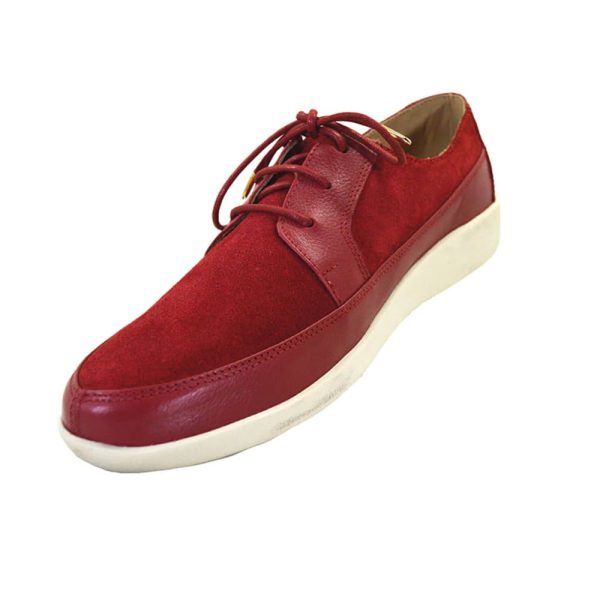 Johnny Famous Bally Style Park West Men s Red Leather and Suede Low Tops Cheap