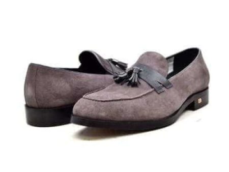 British Walkers Space Men s Gray Suede and Leather Sophisticated Crepe Sole Loafers For Sale