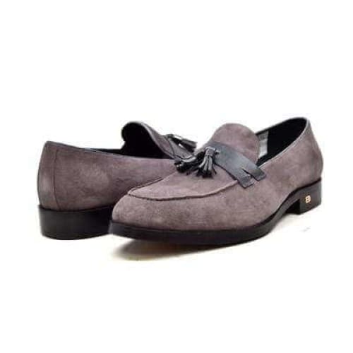 British Walkers Space Men s Gray Suede and Leather Sophisticated Crepe Sole Loafers For Sale