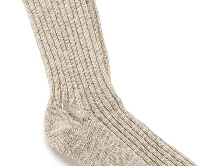 Cotton Slub Socks - Beige White For Cheap