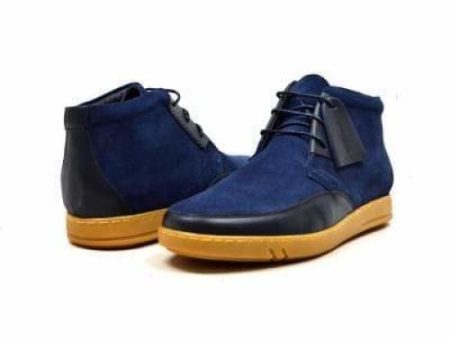 British Walkers Birmingham Bally Style Men s Navy Blue Suede High Tops Fashion