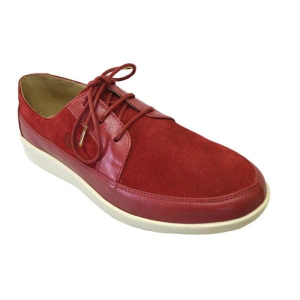 Johnny Famous Bally Style Park West Men s Red Leather and Suede Low Tops Cheap