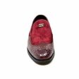 British Walkers Shiraz Crocs Men s Burgundy Crocodile Leather and Suede Loafers Online Sale