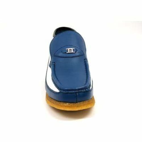 British Walkers Checkers Men s Blue and White Leather Slip Ons Supply