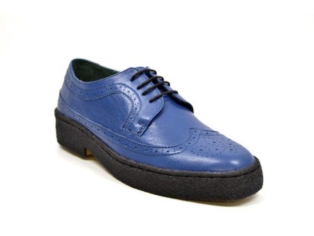 British Walkers Playboy Originals Wingtip Low Cut Men s Cobalt Blue Leather Oxfords For Discount