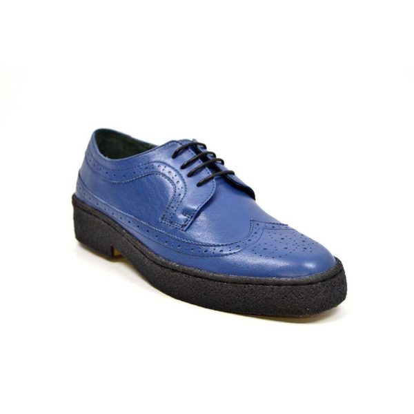 British Walkers Playboy Originals Wingtip Low Cut Men s Cobalt Blue Leather Oxfords For Discount