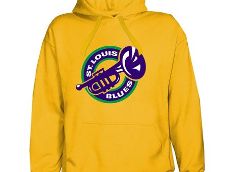 ST. LOUIS BLUES MARDI GRAS STITCHES HOODIE - YELLOW Hot on Sale