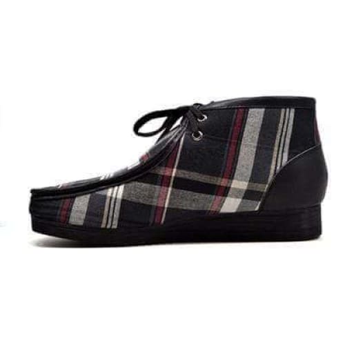 British Walkers New Castle Print Wallabee Boots Men s Black Plaid Leather and Suede Hot on Sale