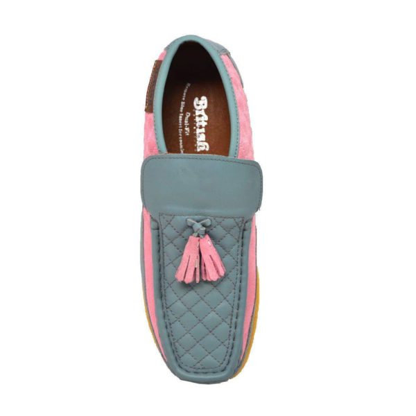 British Walkers Prince Men s Gray and Pink Leather With Pink Tassel For Discount