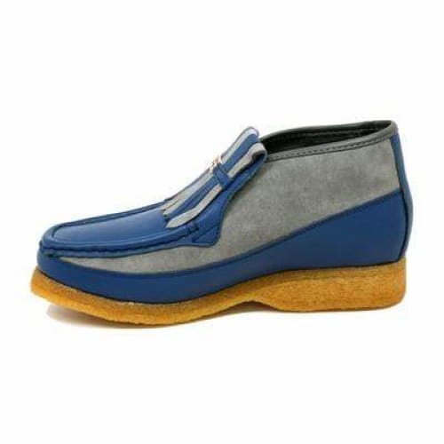 British Walkers Apollo Men s Blue Leather and Grey Suede Crepe Sole Slip On Boots Online