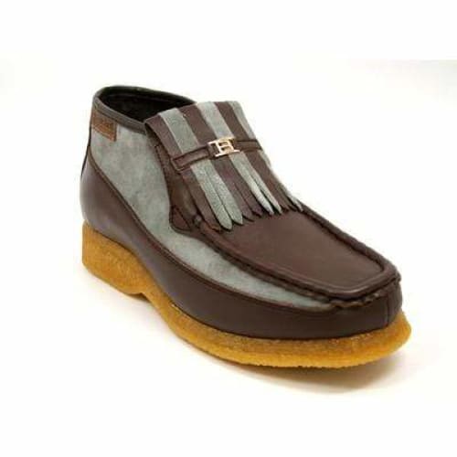 British Walkers Apollo Men s Brown Leather and Grey Suede Crepe Sole Slip On Boots Fashion