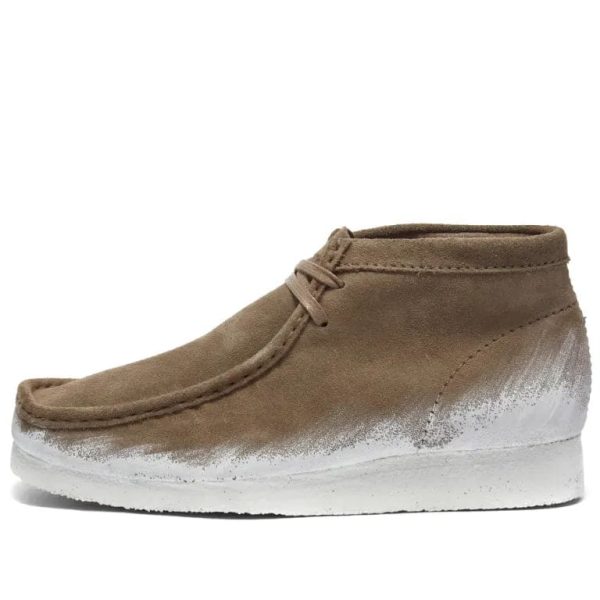 Clarks Originals Wallabee Boots Men s Beige Combi Paint Suede 26163919 For Sale