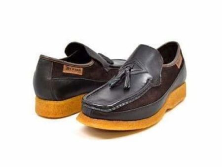 British Walkers Brooklyn Men s Brown Leather and Suede Crepe Sole Slip On Fashion