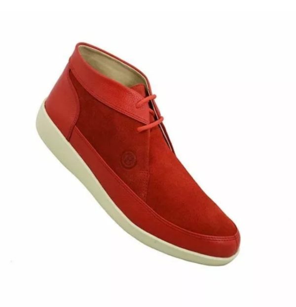 Johnny Famous Bally Style Central Park Men s Red Leather and Suede High Tops Online Sale