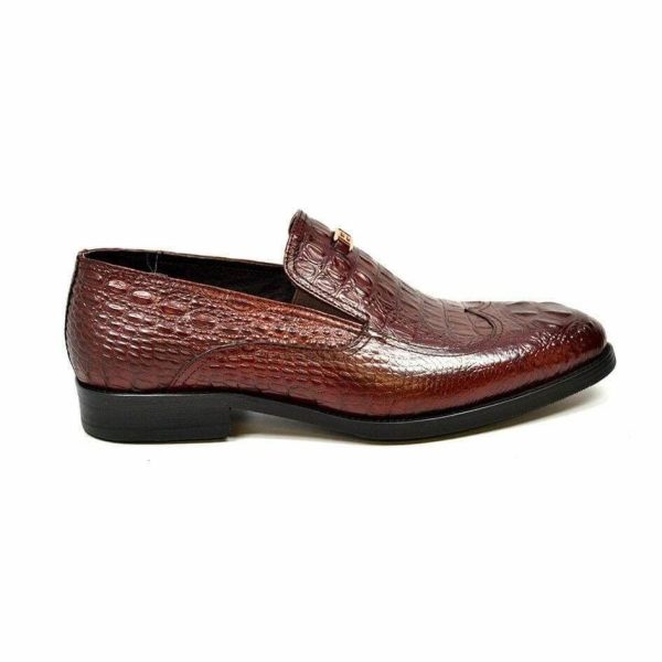 British Walkers Shiraz Men s Bordeaux Crocodile Leather Loafers Sale