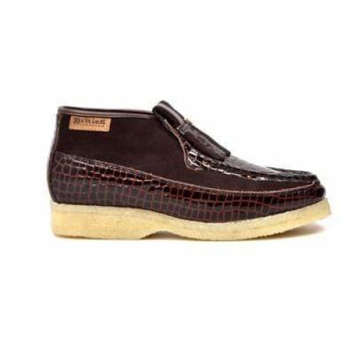 British Walkers Apollo Crocs Men s Brown Crocodile Leather and Suede Crepe Sole Slip Ons on Sale