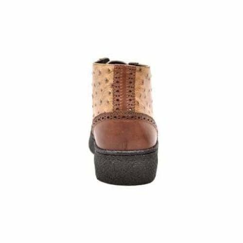 British Walkers Playboy Wingtip Men s Tan and Cognac Ostrich Leather High Tops For Cheap