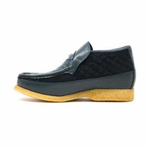 British Walkers Checkers Men s Navy Blue Leather and Suede Slip Ons Online