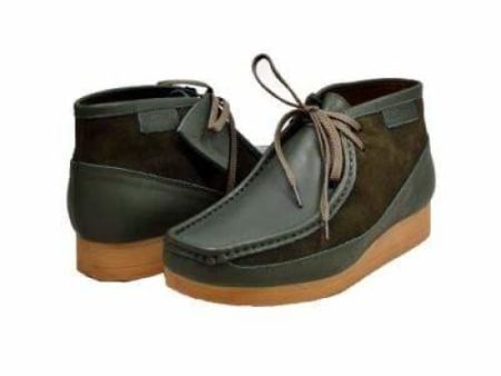 British Walkers New Castle Wallabee Boots Men s Green Leather and Suede on Sale