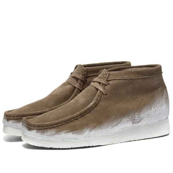 Clarks Originals Wallabee Boots Men s Beige Combi Paint Suede 26163919 For Sale