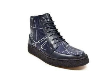 British Walkers Extreme Navy Leather High Top with Linear Design Online now