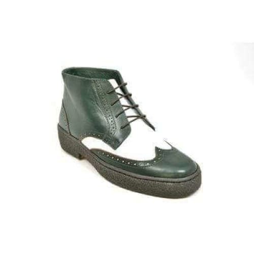 British Walkers Wingtip Two Tone Men s Green and White Leather For Discount