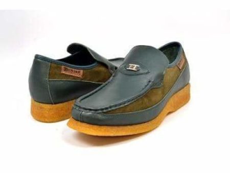 British Walkers Power Men s Green Leather and Suede Crepe Sole Slip Ons Fashion