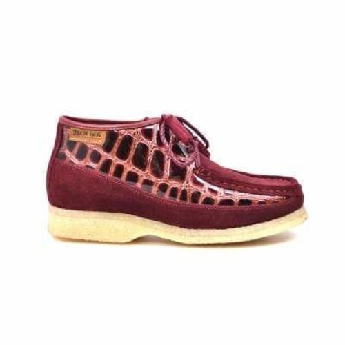 British Walkers Knicks Croc Men s Burgundy Crocodile Leather and Suede Discount