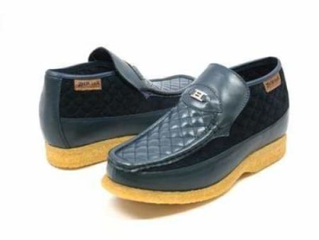 British Walkers Checkers Men s Navy Blue Leather and Suede Slip Ons Online