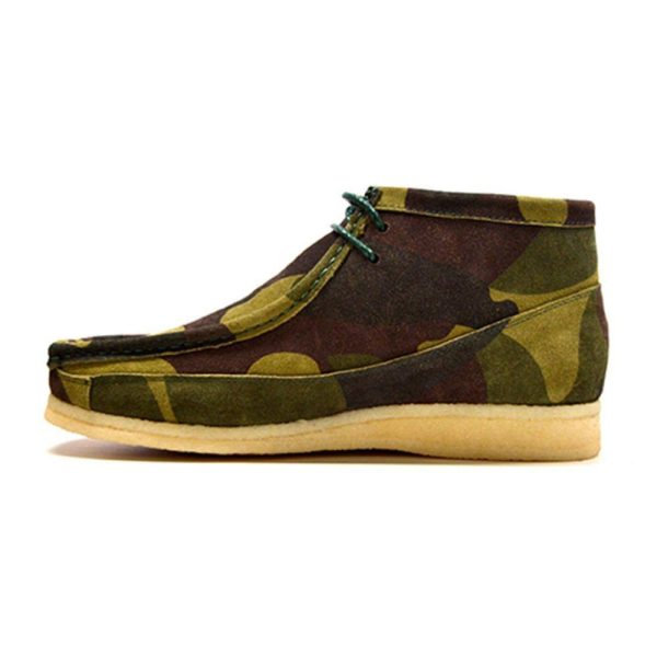 British Walkers Walker 100 Wallabee Boots Men s Green Camo Leather and Suede High Tops Discount