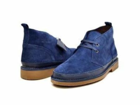 British Walkers Cambridge Desert Boots Men s Navy Blue Leather and Suede on Sale