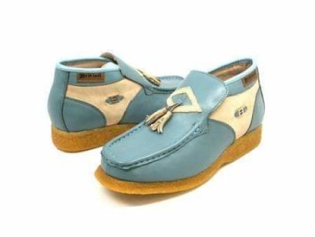 British Walkers Palace Men s Blue and Beige Leather Slip On Online