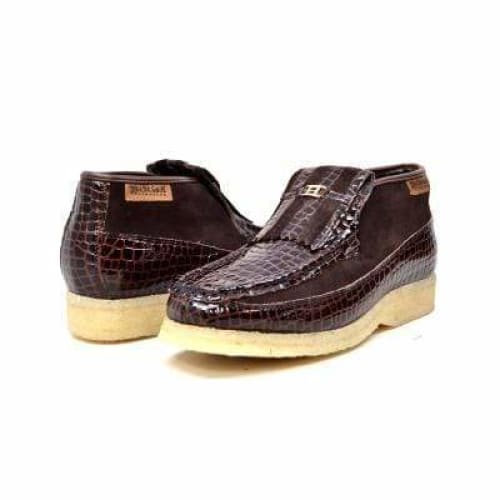 British Walkers Apollo Crocs Men s Brown Crocodile Leather and Suede Crepe Sole Slip Ons on Sale