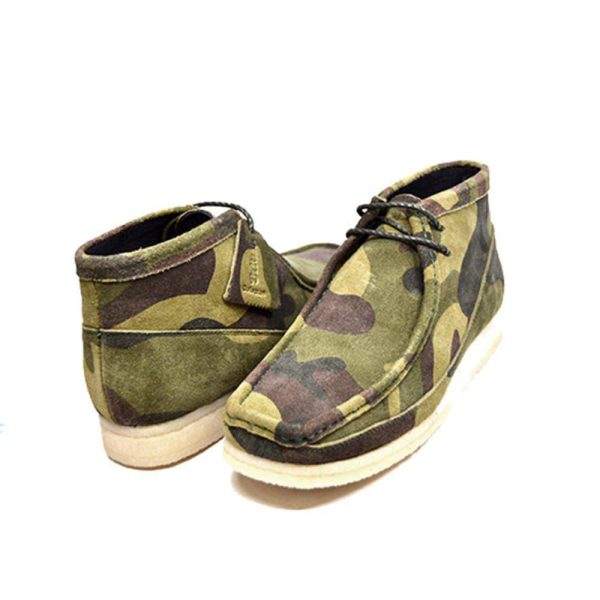 British Walkers Walker 100 Wallabee Boots Men s Green Camo Leather and Suede High Tops Discount