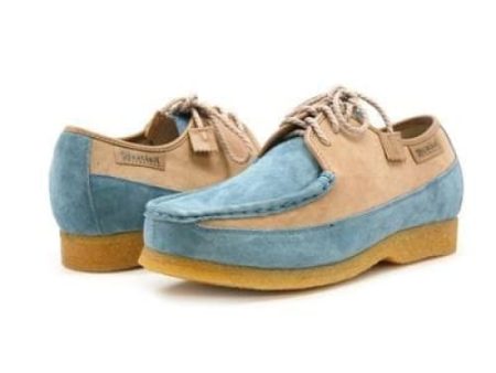 British Walkers Crown Men s Powder Blue and Beige Suede Crepe Sole Low Top Shoes Sale