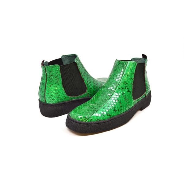 British Walkers Soho Men s Green Snake Skin Leather Custom Made Boots on Sale