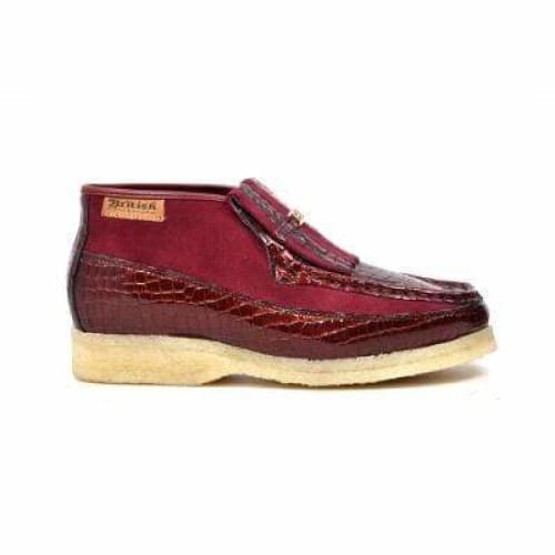 British Walkers Apollo Croc Men s Burgundy Crocodile Leather and Suede Crepe Sole on Sale