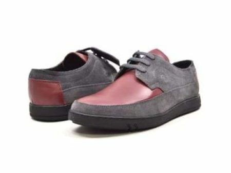 British Walkers Bristols Bally Style Burgundy and Gray Leather and Suede Low Top Sneakers Discount