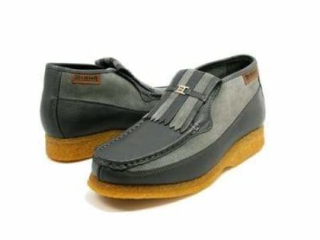 British Walkers Apollo Men s Gray Leather and Suede Crepe Sole Slip On Boots Online