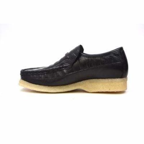 British Walkers Brick Men s Black Leather Crepe Sole Slip On Shoes Cheap