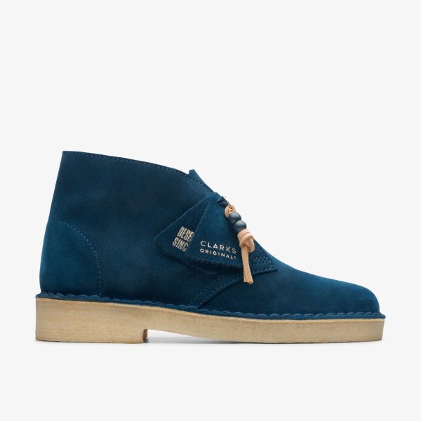 [26173213] Womens CLARKS DESERT BOOT - DEEP BLUE SUEDE Online Hot Sale