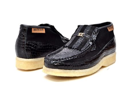 British Walkers Apollo Croc Men s Crocodile Leather and Suede Slip On Crepe Sole Online now