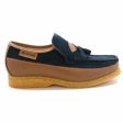 British Walkers King Men s Old School Navy and Tan Suede Slip On Shoes on Sale