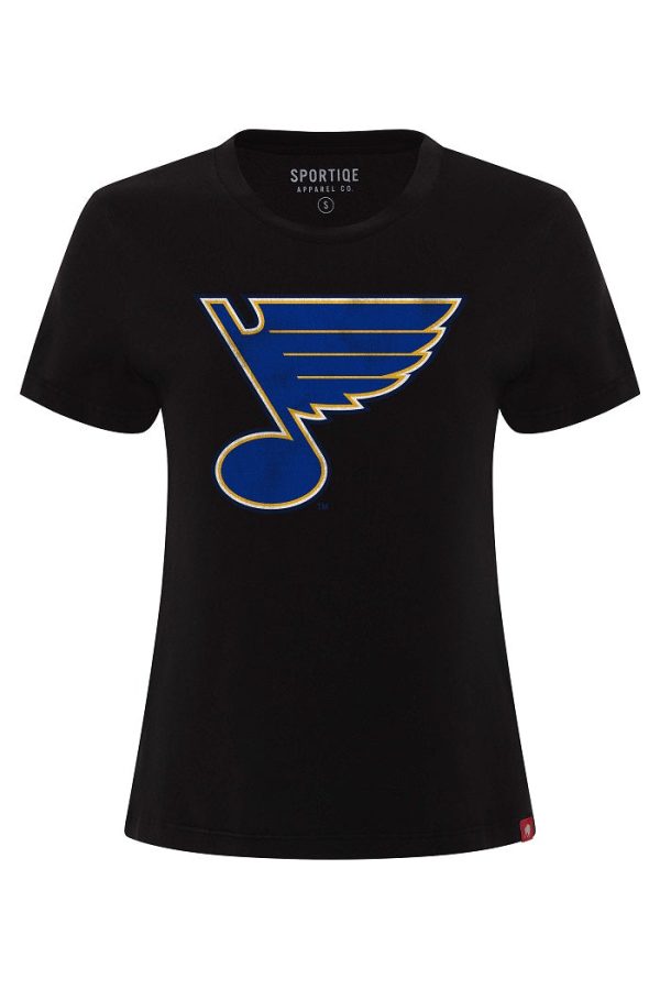 ST. LOUIS BLUES SPORTIQE WOMEN S NOTE ARCADIA TEE- BLACK Online Hot Sale