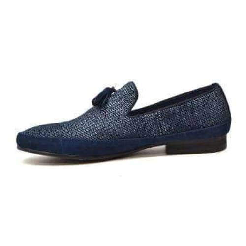 British Walkers Chris Men s Blue Burnished Leather Loafers For Cheap