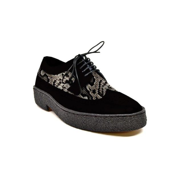 British Walkers Men s Wingtips Python & Black Suede Low Cut For Cheap