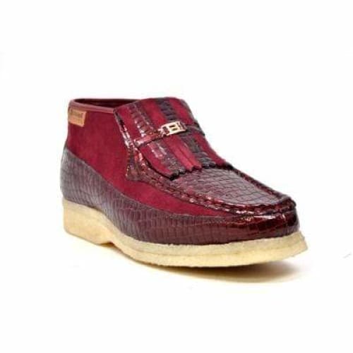 British Walkers Apollo Croc Men s Burgundy Crocodile Leather and Suede Crepe Sole on Sale